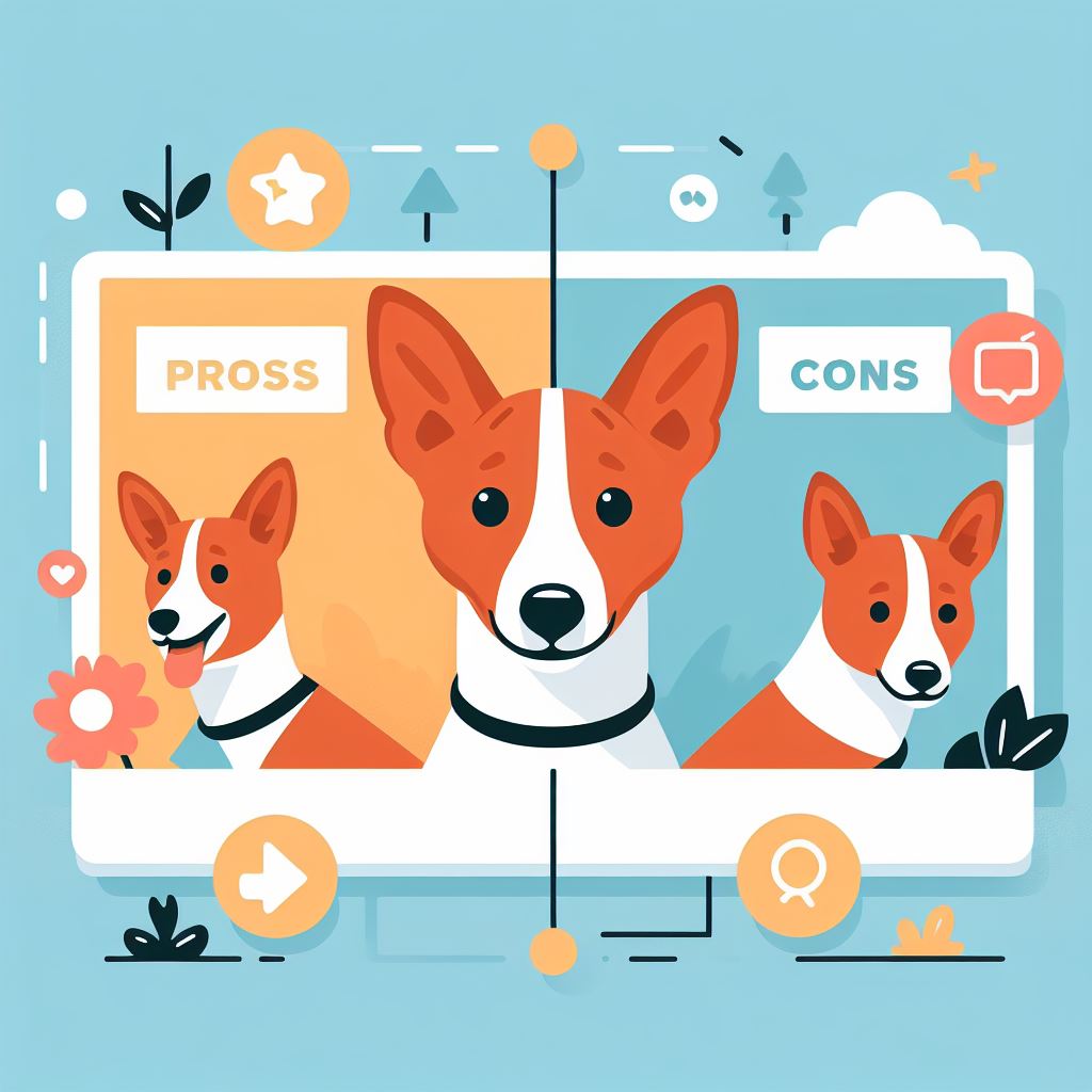 Two dogs on a computer screen with the words 'press' and 'con'.