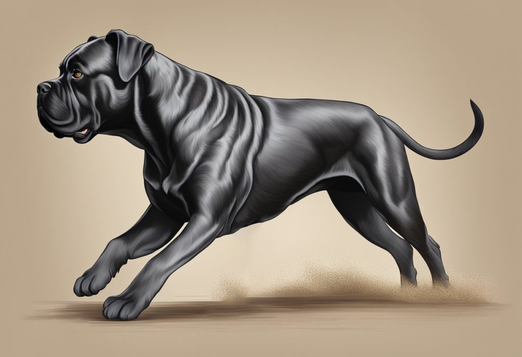 a cane corso dog running